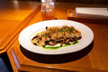 Cooked squid with garlic sauce
