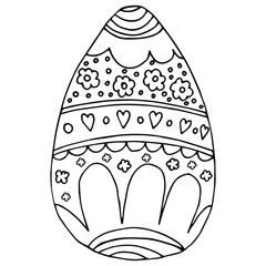 Doodle isolated Easter egg on white background.This vector image can be used in holiday designs,children's coloring books,postcards,textiles,and stickers.