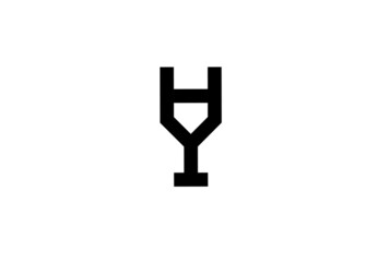 hy yh h y initial letter logo.silhouette of a glass logo