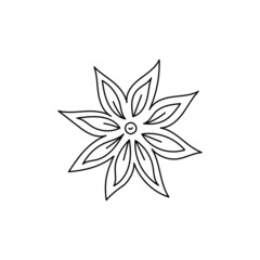 Star anise spices. Illicium verum. Cooking ingredient. Line icon. Editable stroke size. Open paths. Vector sketch illustration.