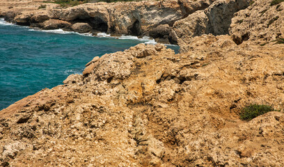 Ayia Napa rocky coastline seafront, Cyprus.