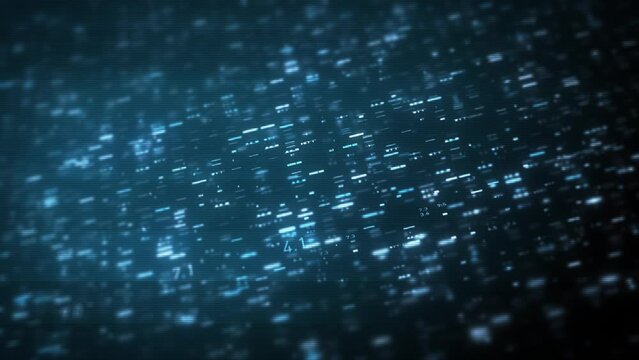 Big Data Digital Business Hitech Background/ 4k animation of an abstract wallpaper big data business digital technology background including connected lines and numbers matrix styled flowing with dept