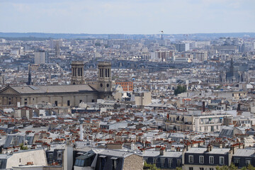 View of the rooftops of Paris from Montmartre hill in the north of the city