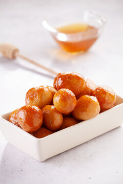 Homemade Greek Loukoumades Dough Balls With Honey