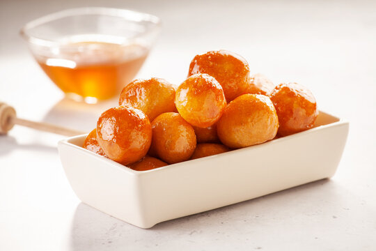 Homemade Greek Loukoumades Dough Balls With Honey