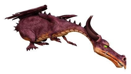 3D Rendering Fairy Tale Dragon on White