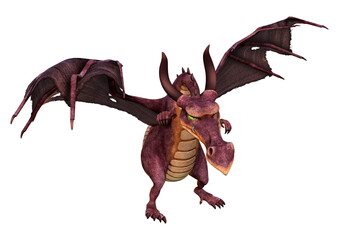 3D Rendering Fairy Tale Dragon on White