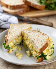 Egg salad sandwich on a plate