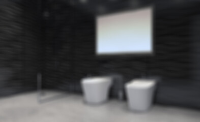Scandinavian bathroom, classic  vintage interior design. 3D rend. Abstract blur phototography.