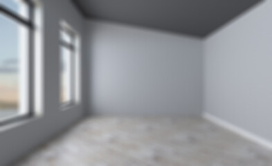 Elegant office interior. Mixed media. 3D rendering.. Abstract blur phototography.