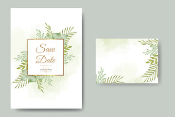 Greenery leaves wedding invitation card set