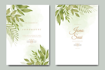 Greenery leaves wedding invitation card set