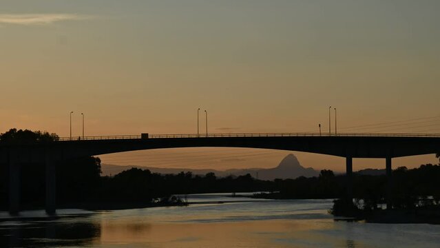 Sunset over the pantepec river bridge in &Aacute;lamo Veracruz