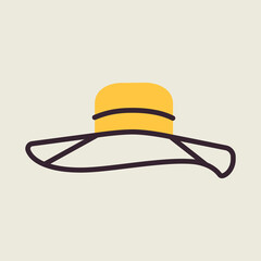Woman summer hat vector icon. Girl beach sunhat