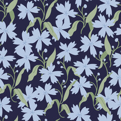 Vintage card with oxalis flowers. Floral wreath. Seamless pattern. Flowers background for cosmetics packaging