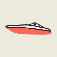 Speedboat flat vector isolated icon