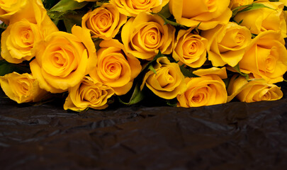 yellow flowers, a bouquet of roses