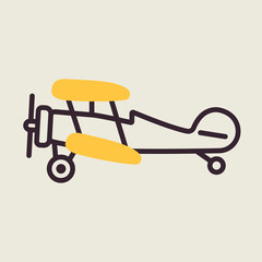 Light aircraft plane flat vector icon