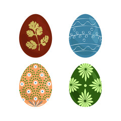 Easter Eggs with ornament pattern set vector illustration design isolated
