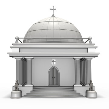 3d historisches Geb&auml;ude mit Kuppeldach. Kapelle, Kirche, Dom isoliert
