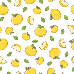 Seamless summer food pattern of yellow apples
