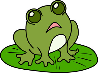 vector drawing of cartoon frog for coloring book.