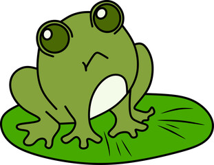 vector drawing of cartoon frog for coloring book.