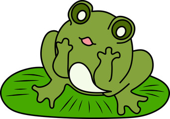 vector drawing of cartoon frog for coloring book.