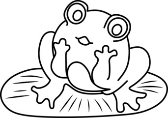 vector drawing of cartoon frog for coloring book.