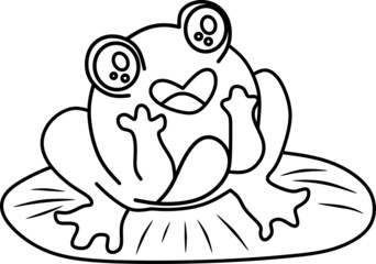 vector drawing of cartoon frog for coloring book.