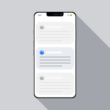 Smart phone icon with long shadow. Flat vector design. Mobile, touch screen, simple and modern