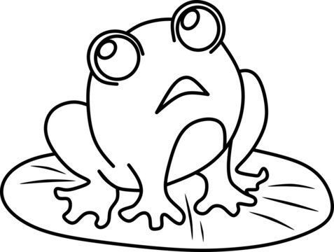 vector drawing of cartoon frog for coloring book.