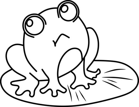 vector drawing of cartoon frog for coloring book.