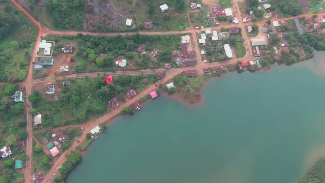 top down aerial view of Robertsport, Liberia
