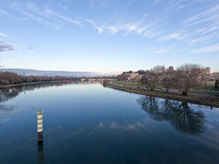 The Pont Saint-Bénézet, the Pont d'Avignon, a medieval bridge across the Rhône in the town of Avignon, in southern France