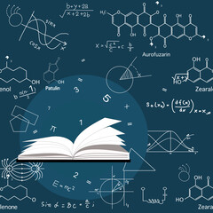 hand drawn physics formula science knowledge education chemistry and physics formula math and physics vector blue background hand drawn lines Mathematics and Physics Formulas. learning materials.
