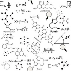 hand drawn physics formula science knowledge education chemistry and physics formula math and physics vector blue background hand drawn lines Mathematics and Physics Formulas. learning materials.