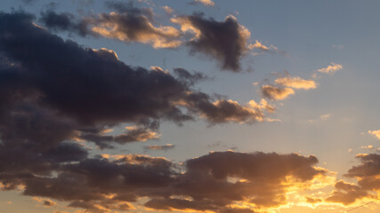 Clouds at sunset. Pink clouds close up. Pink clouds at the evening