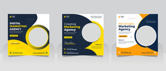 Digital marketing agency and corporate social media post square web banner template