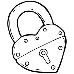 hand drawn padlock in doodle style