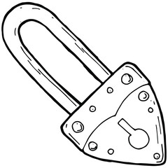 hand drawn padlock in doodle style