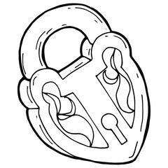 hand drawn padlock in doodle style
