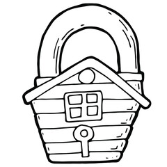 hand drawn padlock in doodle style