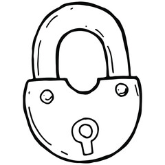 hand drawn padlock in doodle style