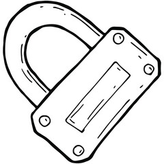 hand drawn padlock in doodle style