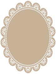 花柄レースの楕円形フレーム　縦位置　ベージュ