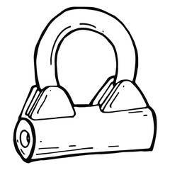 hand drawn padlock in doodle style