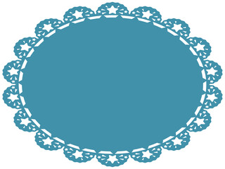 星柄レースの楕円形フレーム　横位置　ブルー