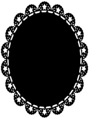 星柄レースの楕円形フレーム　縦位置　ブラック