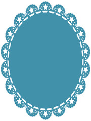 星柄レースの楕円形フレーム　縦位置　ブルー